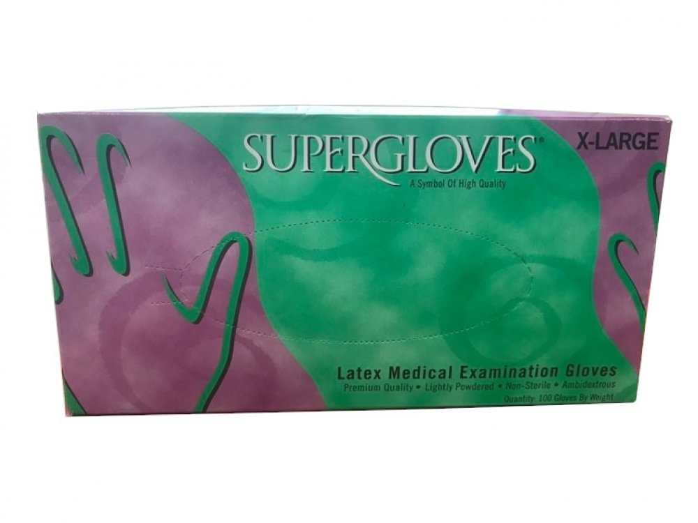 Γάντια εξεταστικά Supergloves latex με πούδρα (100 τμχ)